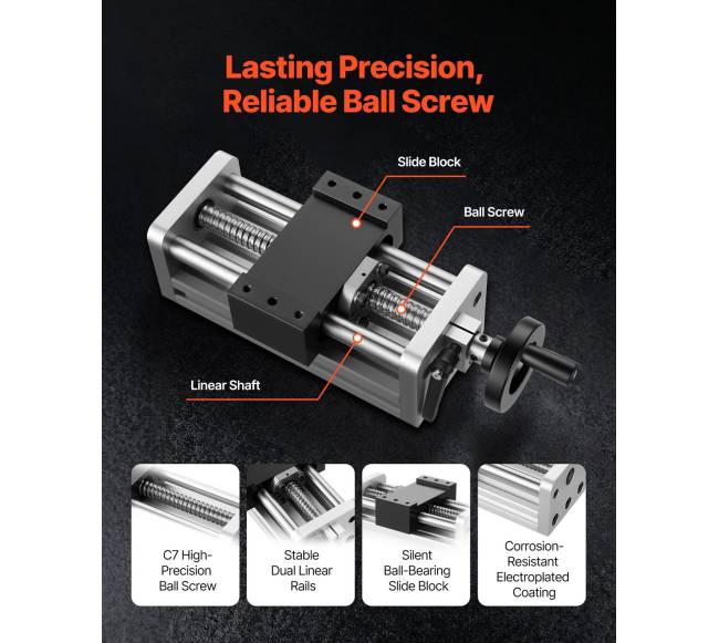 Linijinis pavaros įtaisas CNC staklėms, 100 mm eiga2