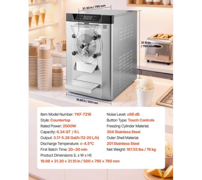 Kietųjų ledų gaminimo aparatas, 2000W, 12-20 lval.6