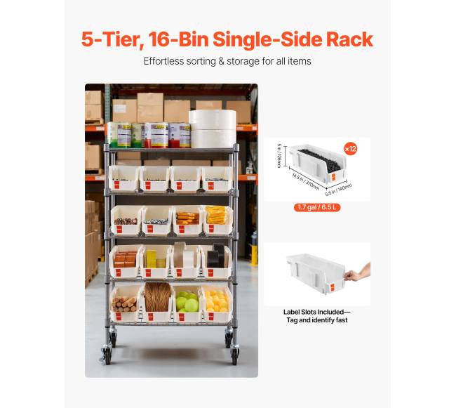 5 lygių riedanti stelažas su dėžėmis1