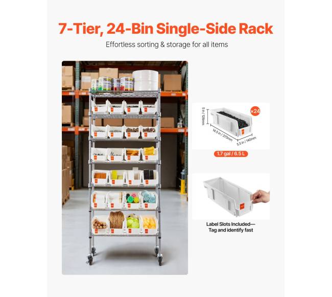 7 aukštų judanti laikymo lentyna su 24 dėžutėmis1