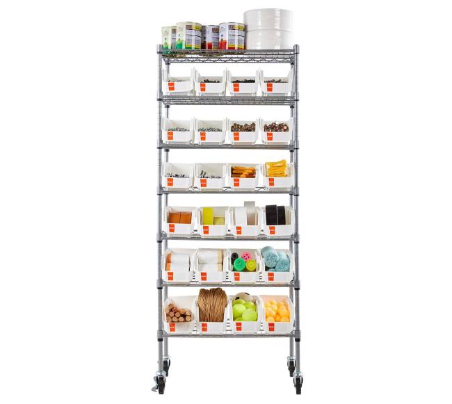 7 aukštų judanti laikymo lentyna su 24 dėžutėmis9