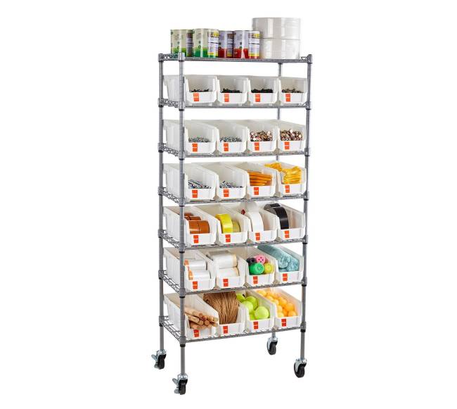 7 aukštų judanti laikymo lentyna su 24 dėžutėmis10