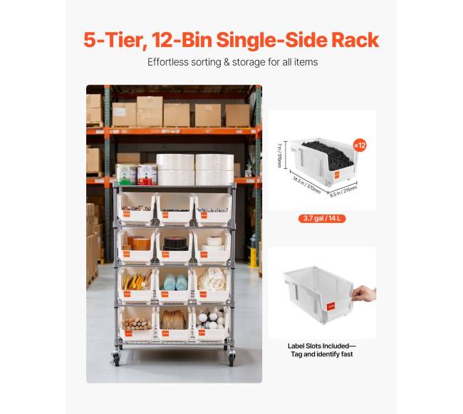 5 pakopų lentynų sistema su ratais ir dėžėmis1