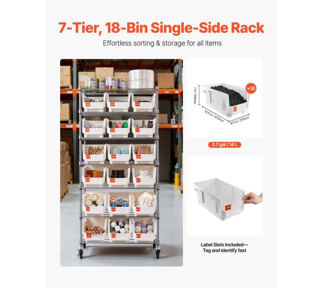 7 lygių mobilus bin laikymo stelažas1