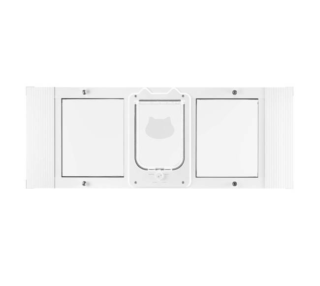 Katinų durys langui, reguliuojamos, baltos0