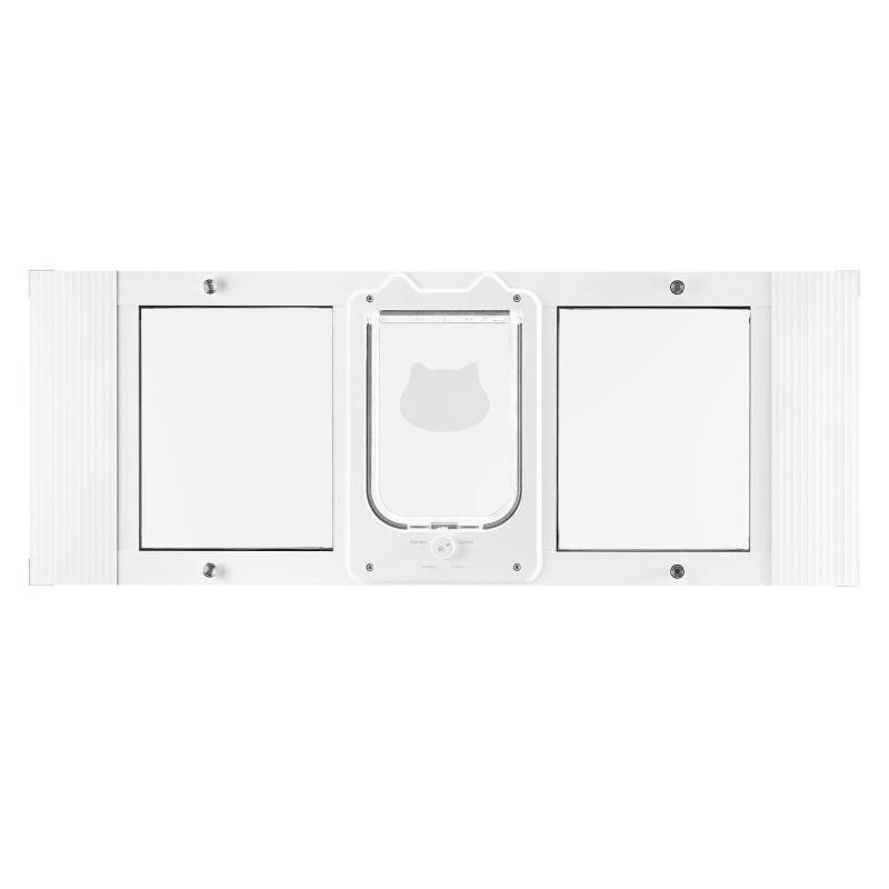 Katinų durys langui, reguliuojamos, baltos0