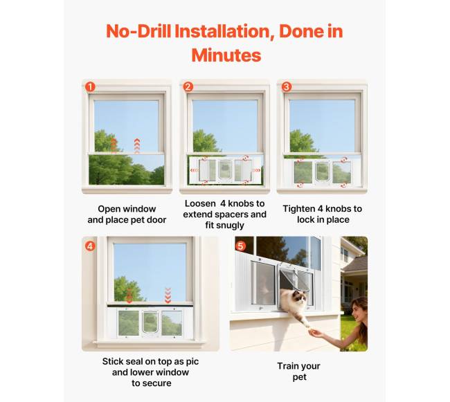 Katinų durys langui, reguliuojamos, baltos4