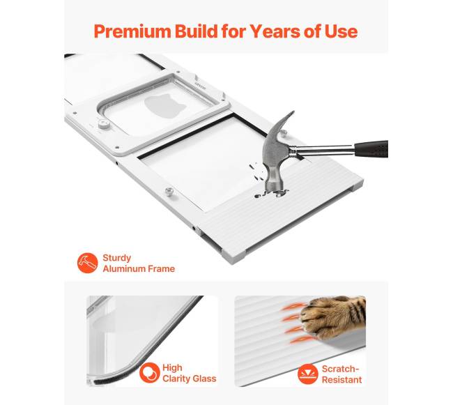 Katinų durys langui, reguliuojamos, baltos5