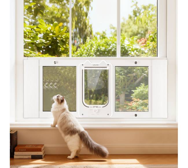 Katinų durys langui, reguliuojamos, baltos7