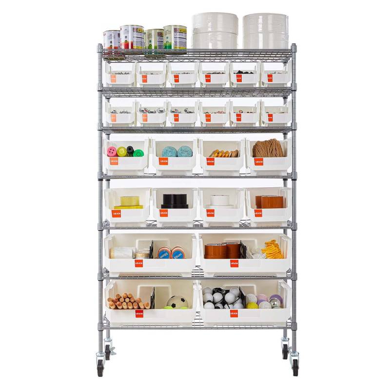 7 lygių riedančių dėžių laikiklis su 24 dėžėmis0