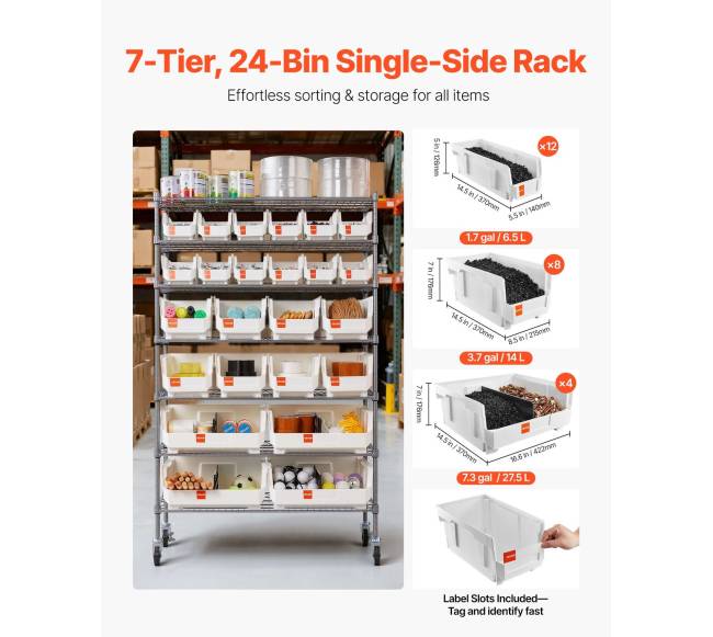 7 lygių riedančių dėžių laikiklis su 24 dėžėmis1