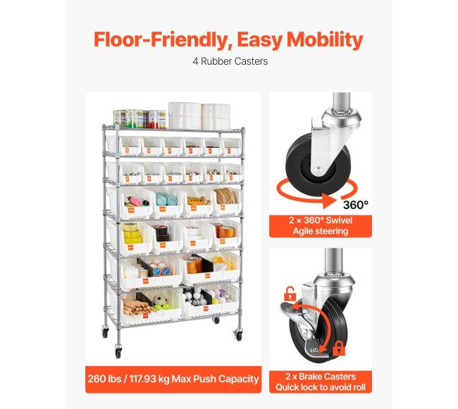 7 lygių riedančių dėžių laikiklis su 24 dėžėmis4