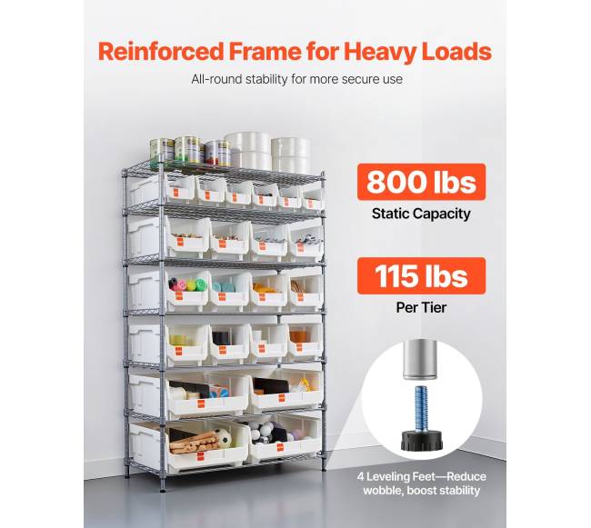 7 pakopų ratinis laikymo stelažas su 22 dėžėmis2