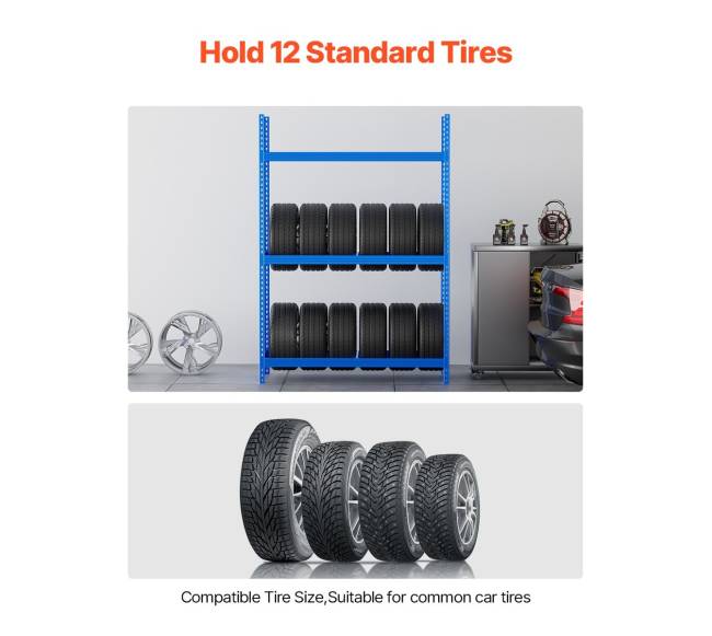 Padangų laikymo stovas su 2 lentynomis1