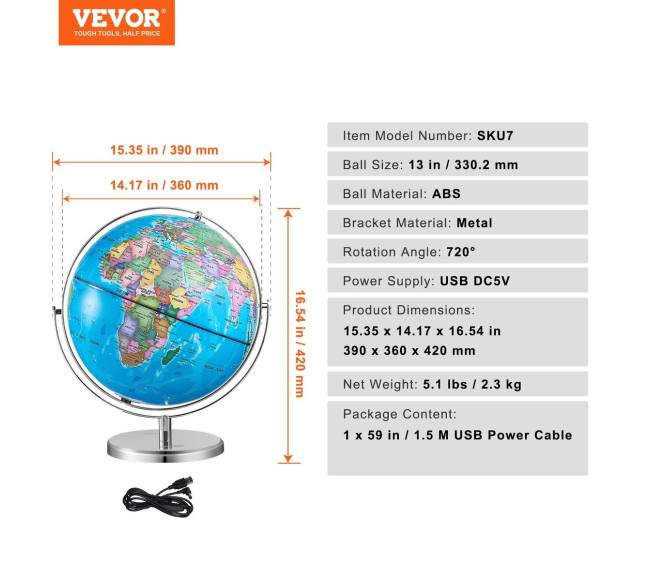 Apšviestas gaublys su stovu 33 cm6