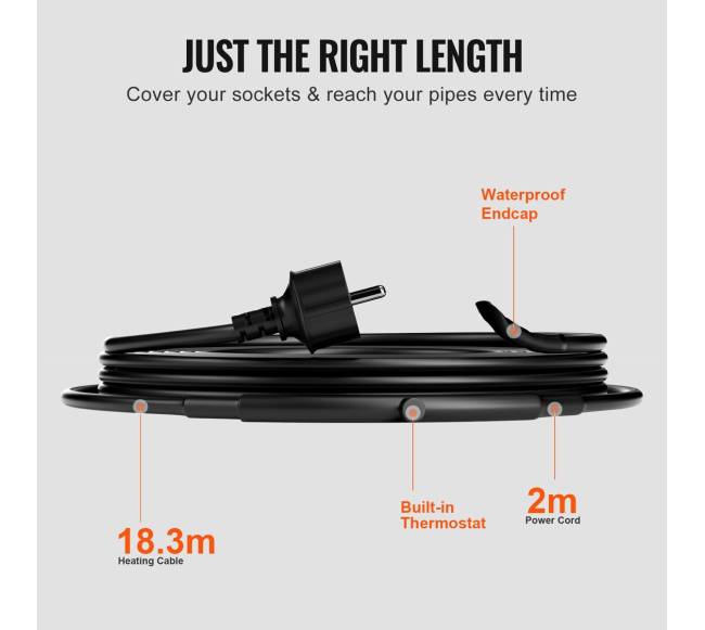 Savireguliuojantis vamzdžių šildymo kabelis su termostatu4