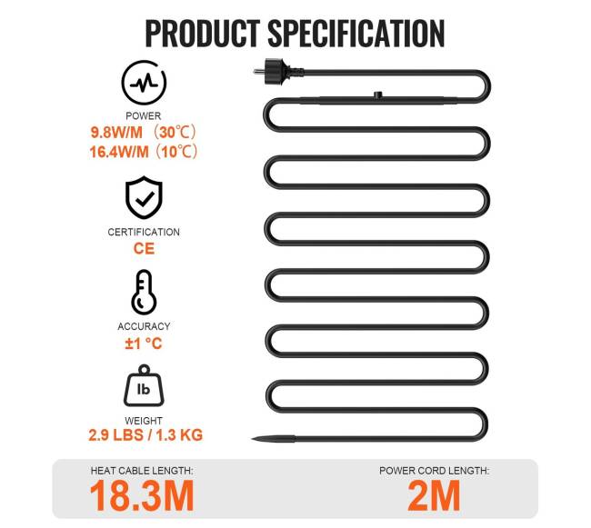 Savireguliuojantis vamzdžių šildymo kabelis su termostatu6