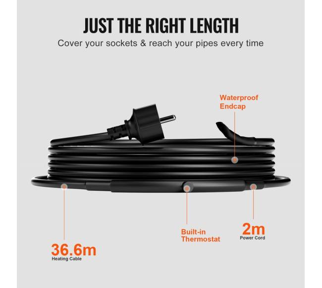 Savitvarkantis vamzdžių šildymo kabelis su termostatu4