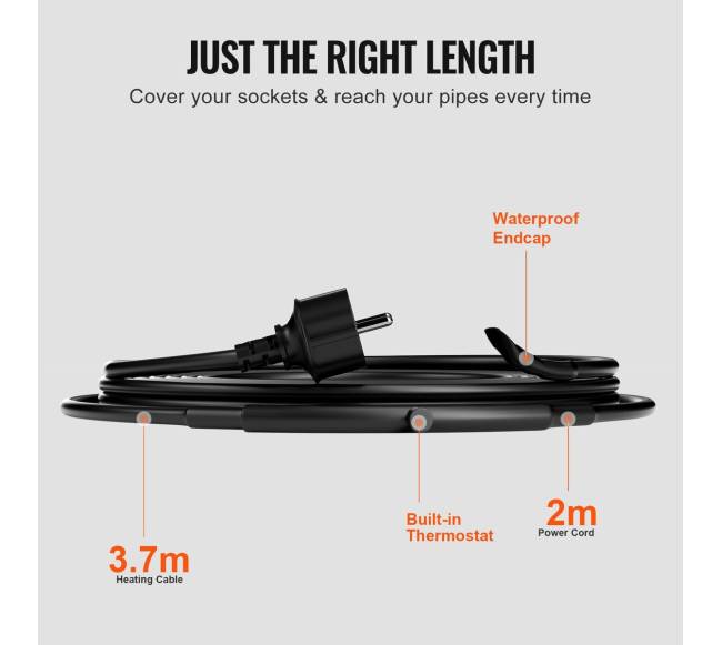 Savaime reguliuojamas vamzdžių šildymo kabelis 3.7m4