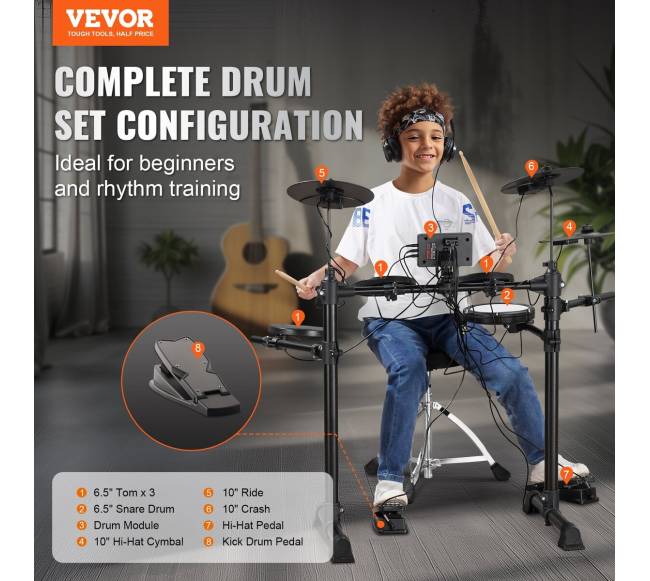 Elektroniniai būgnai su 150 garsų pradedantiesiems ir suaugusiems1