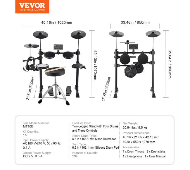 Elektroniniai būgnai su 150 garsų pradedantiesiems ir suaugusiems6