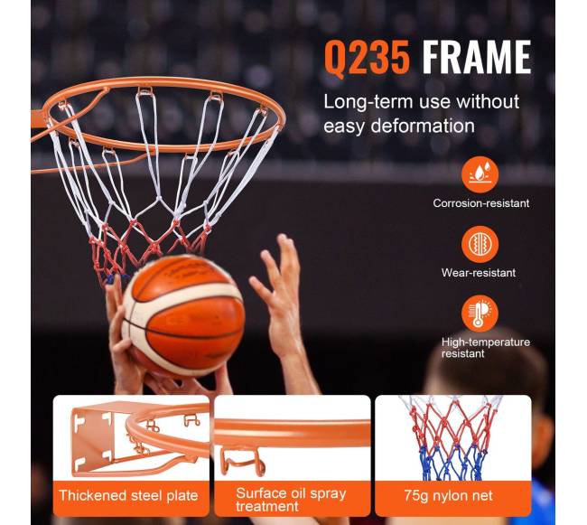 Krepšinio lankas su tinkleliu, montuojamas ant sienos2