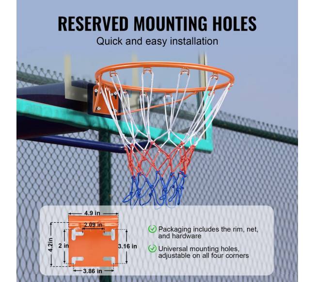 Krepšinio lankas su tinkleliu, montuojamas ant sienos4