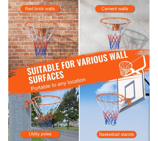 Krepšinio lankas su tinkleliu, montuojamas ant sienos5