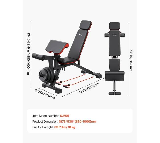 Reguliuojama treniruoklių salės svorių suolelis6