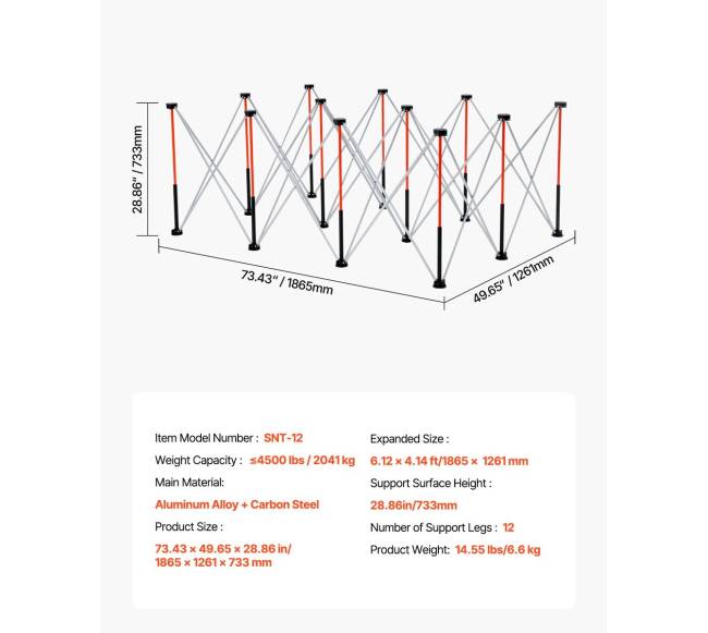 Sulankstomas darbo stovas 1865 x 1261 mm 2041 kg6