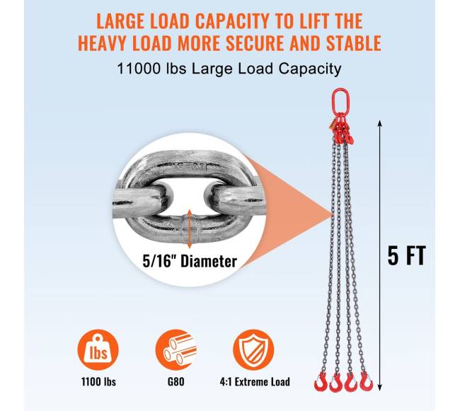 4 kojų grandinė su kablys 5000 kg2