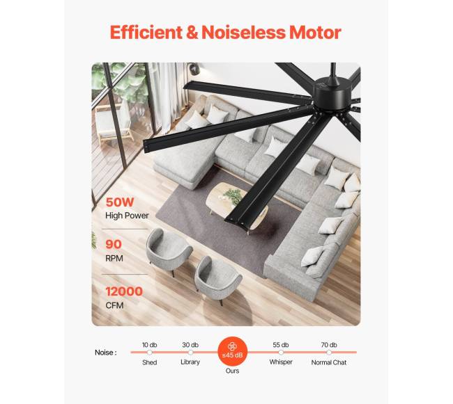 213 cm juodas aliuminis lubų ventiliatorius su nuotoliniu valdymu2