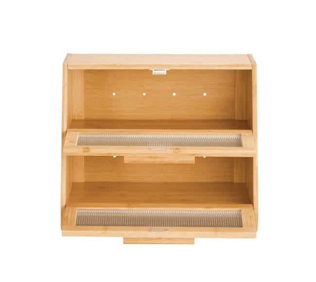 Dvigubo sluoksnio duonos dėžė iš bambuko0