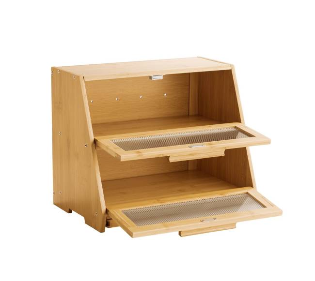 Dvigubo sluoksnio duonos dėžė iš bambuko9