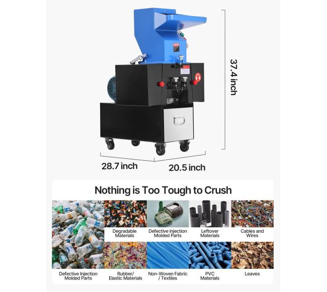 Plastiko smulkintuvas 2.2KW perdirbimo mašina 380V6