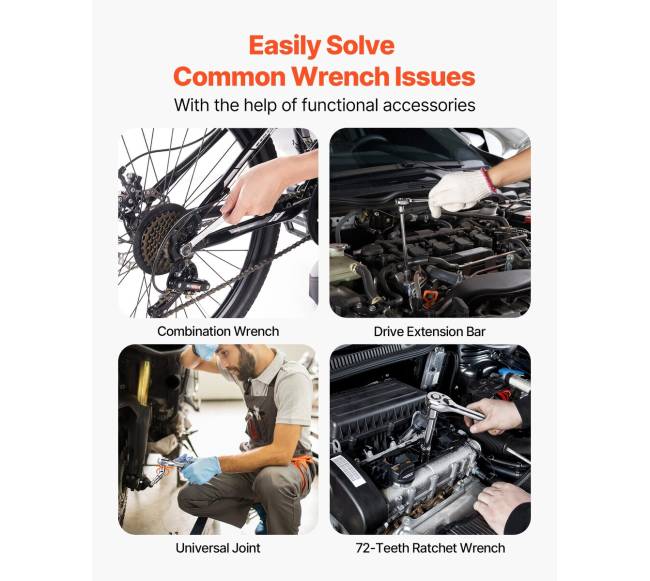 Mechanikų rinkinys su raktu ir antgaliais 450 dalių4