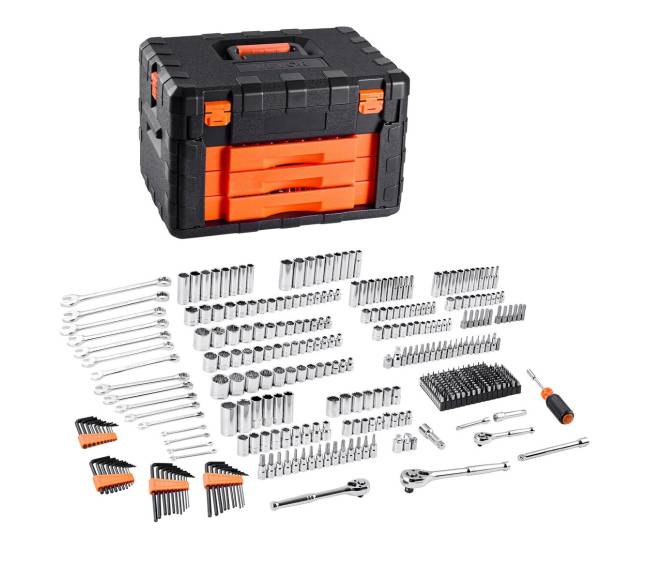 Mechanikų rinkinys su raktu ir antgaliais 450 dalių8