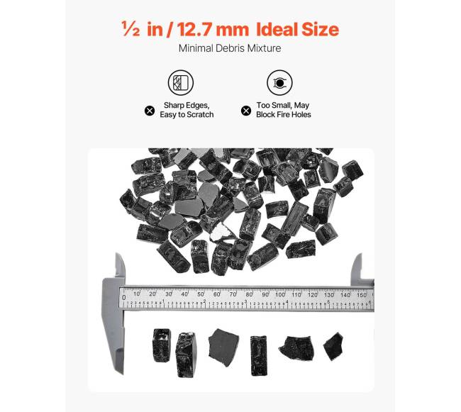 juodas ugniavandens stiklas židiniui 4.5 kg4