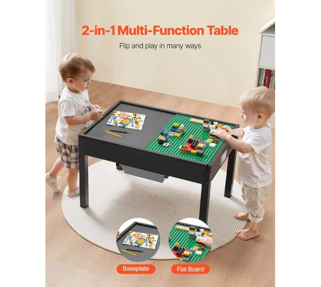 Vaikiškas medinis veiklų stalas su saugojimu1