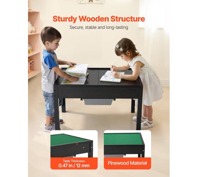 Vaikiškas medinis veiklų stalas su saugojimu2