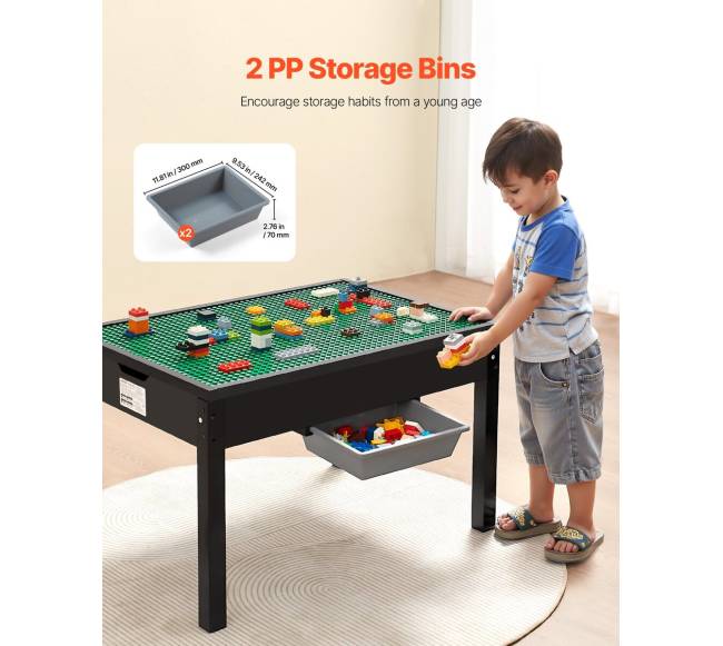 Vaikiškas medinis veiklų stalas su saugojimu3