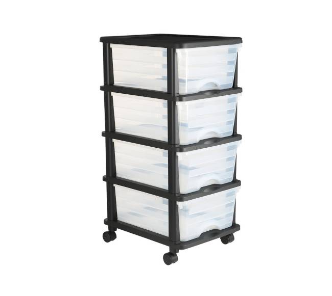 Plastikinė laikymo vežimėlis su 4 stalčiais0