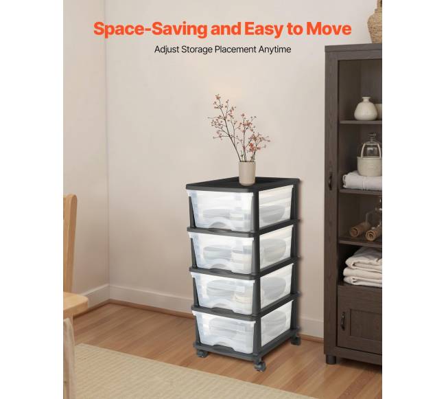 Plastikinė laikymo vežimėlis su 4 stalčiais3