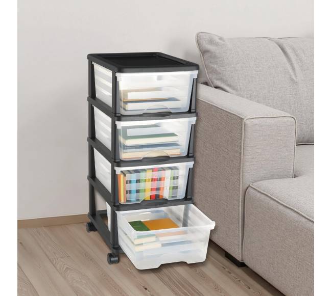 Plastikinė laikymo vežimėlis su 4 stalčiais7