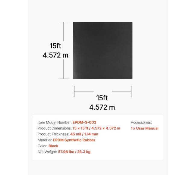EPDM guminė stogo danga 15 x 15 pėd.6