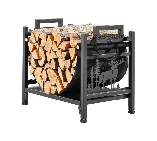 Vidaus malkų laikiklis su drobiniu nešikliu0