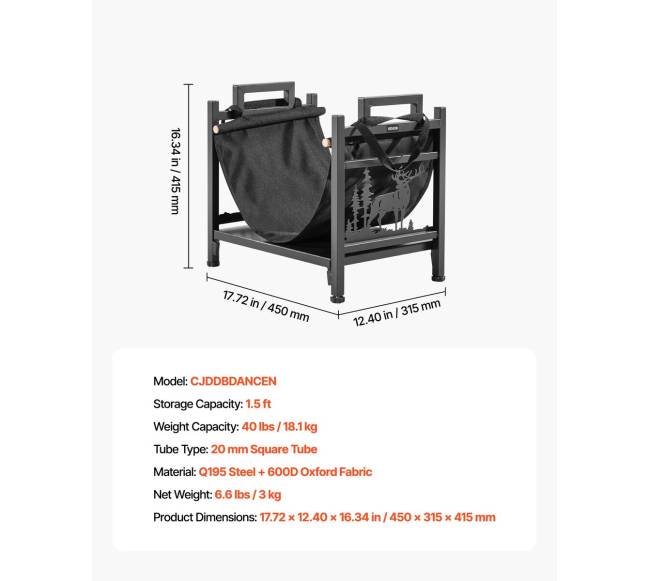 Vidaus malkų laikiklis su drobiniu nešikliu6