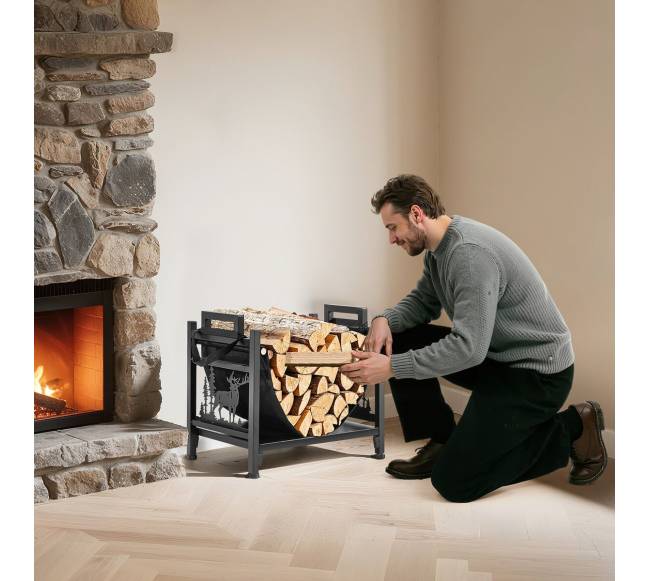 Vidaus malkų laikiklis su drobiniu nešikliu7