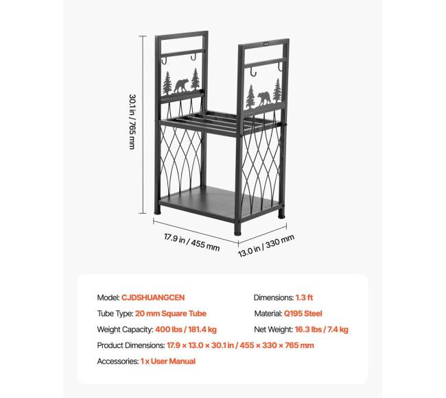 Dvigubo sluoksnio malkų stovas su įrankiais6