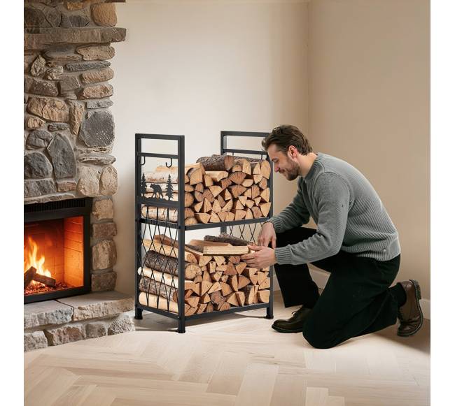 Dvigubo sluoksnio malkų stovas su įrankiais7